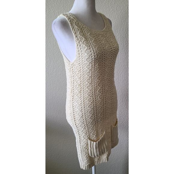 Anthropologie Women's Cable Knit Festival Dress Size Small Boho Wool Blend Ivory - Picture 9 of 12